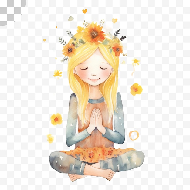 PSD woman meditating yoga girl