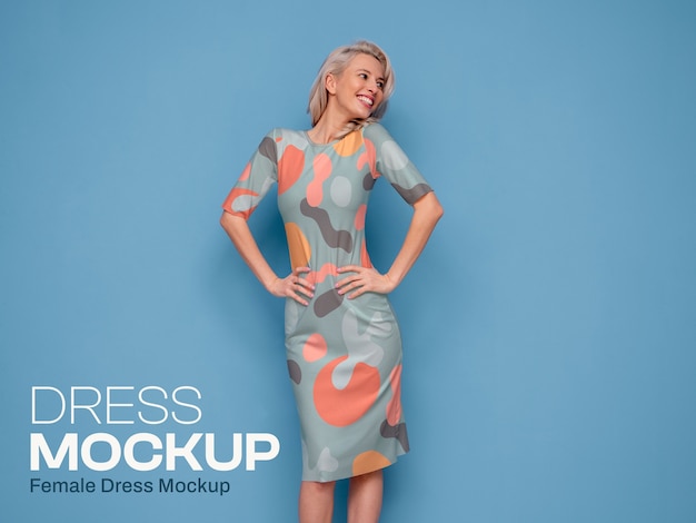 Premium PSD | Woman modeling elegant dress with beautiful pattern