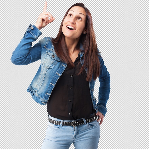 woman pointing up 