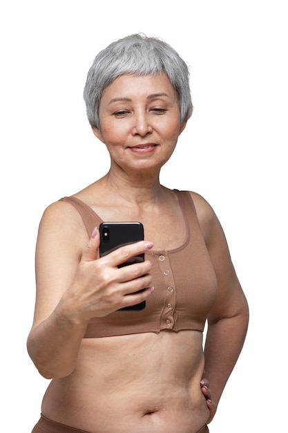 Woman posing with self love for her body