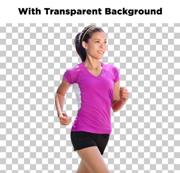 PSD woman running isolated on a transparent background