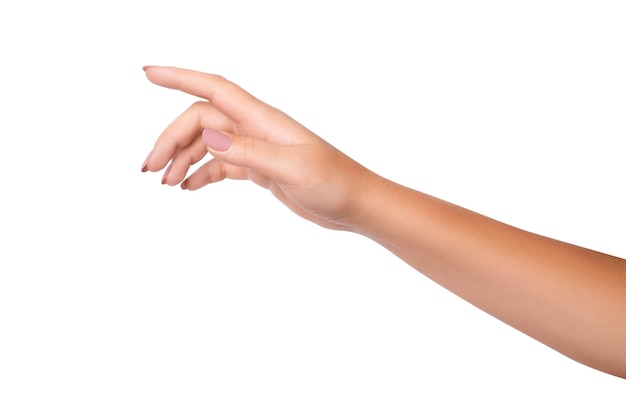 Woman's hand on isolated transparent background