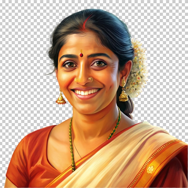 PSD donna in saree sorridente