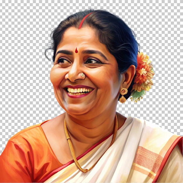 PSD woman in saree smiling