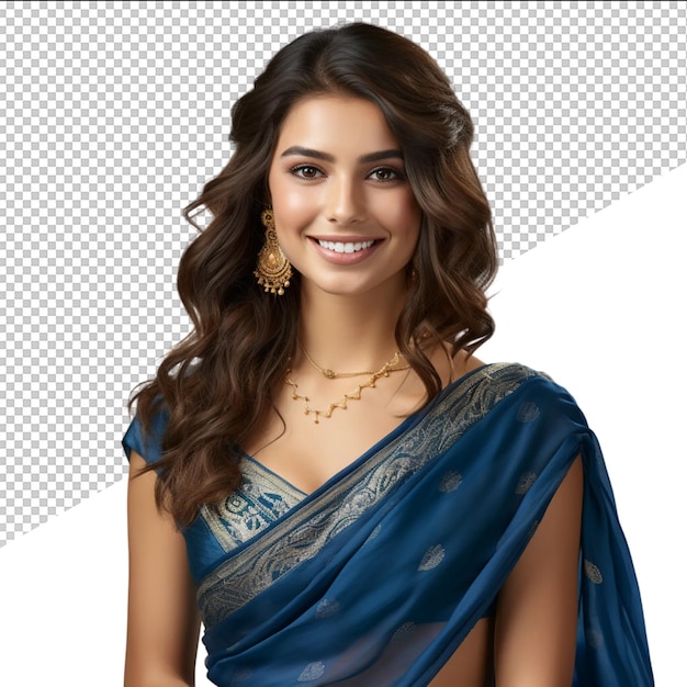 PSD a woman in a sari with a blue sari on the top