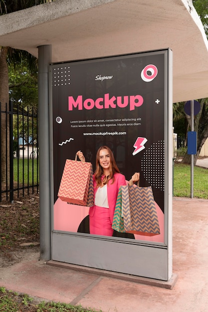 PSD woman shopping display mockup