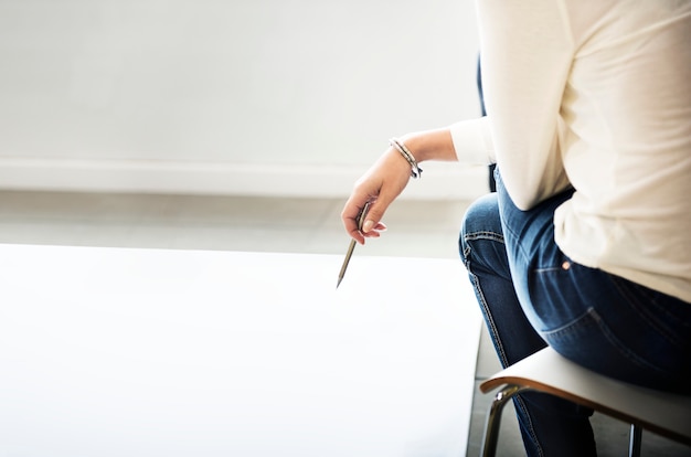 PSD woman sitting on chair