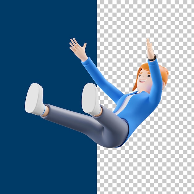 PSD woman slipped 3d illustration