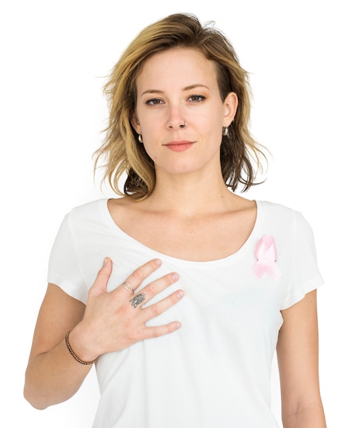 Woman smiling happiness breast cancer awareness portrait