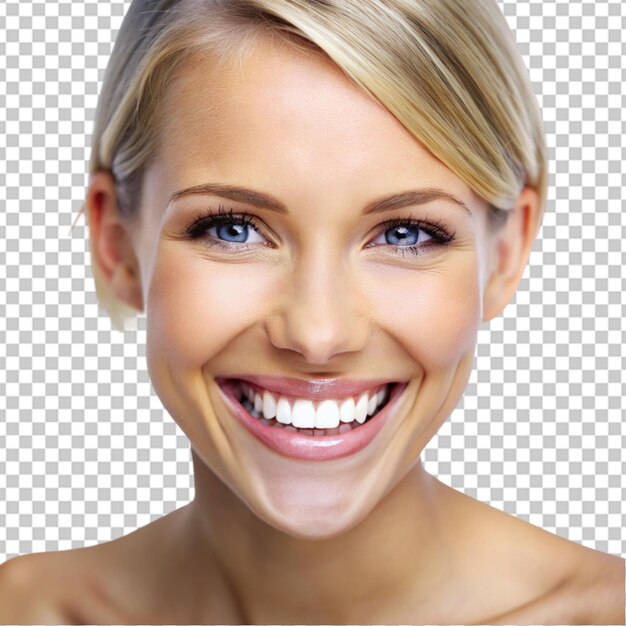 PSD woman smiling with beautiful teeth transparent background