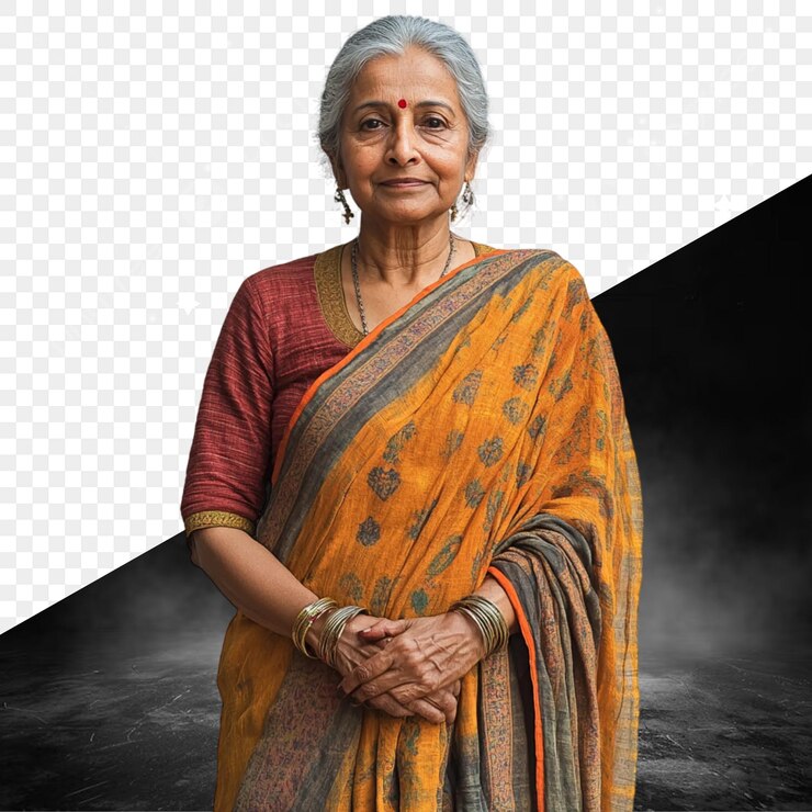 PSD a woman stands in front of a black background with a black and white square