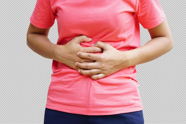 PSD woman suffer from stomachachechronic gastritis abdomen bloating concept