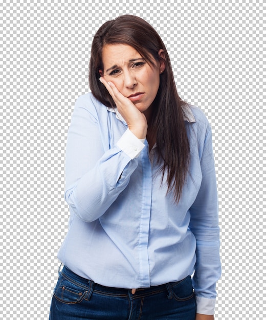 Woman suffering a toothache