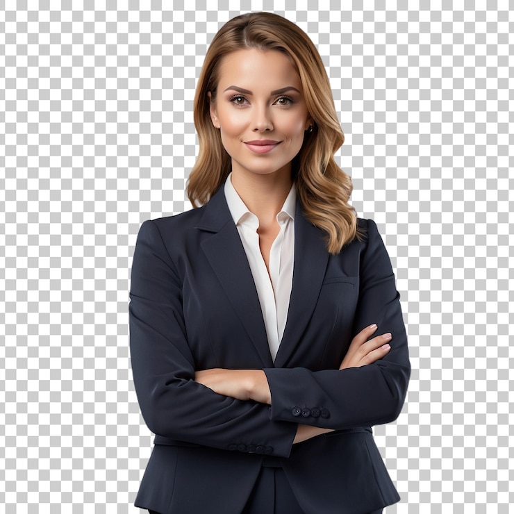 PSD a woman in a suit stands in front of a grid that says quot shes a woman quot