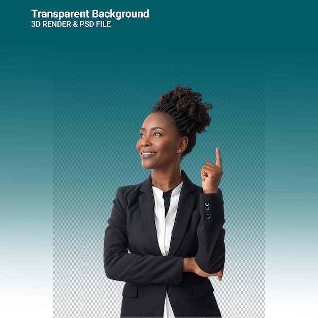 PSD a woman in a suit with a black shirt on the front and the words  transparencies  on the front
