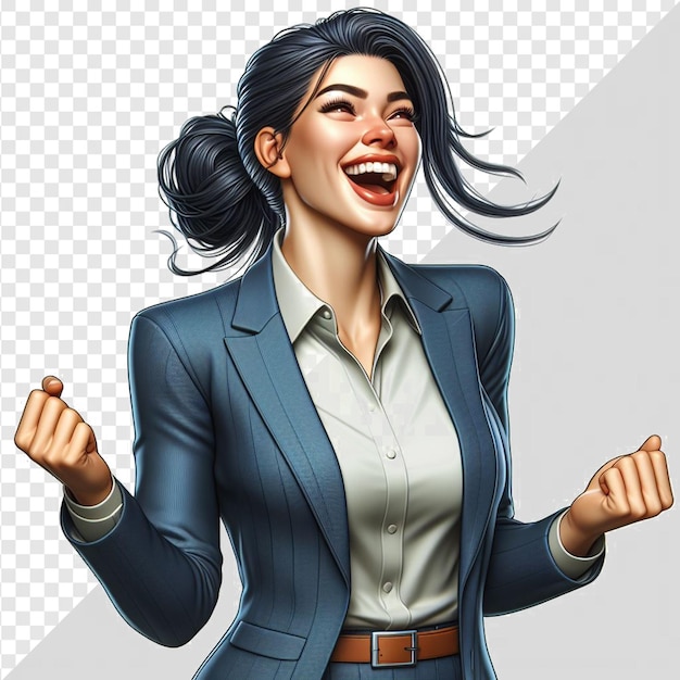 PSD a woman in a suit with her mouth open and her mouth open