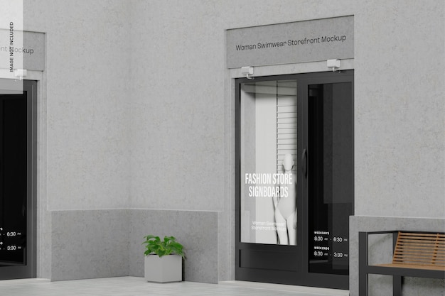 woman swimwear storefront mockup