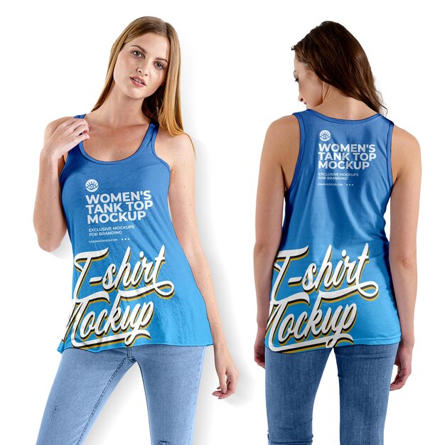 PSD mockup di tank top femminile per vista anteriore e posteriore