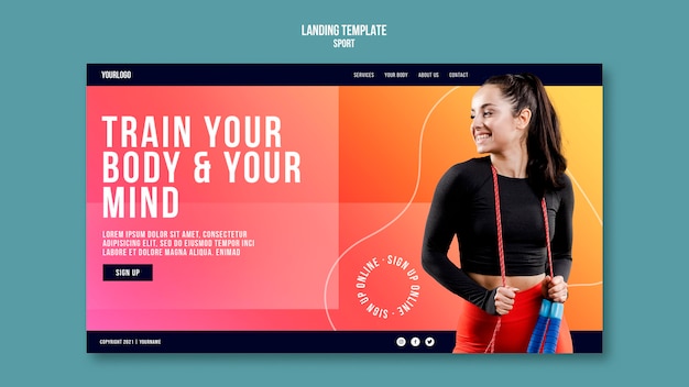 PSD woman training landing page template