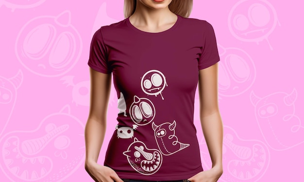 PSD 여자 티셔츠 모크업 디자인