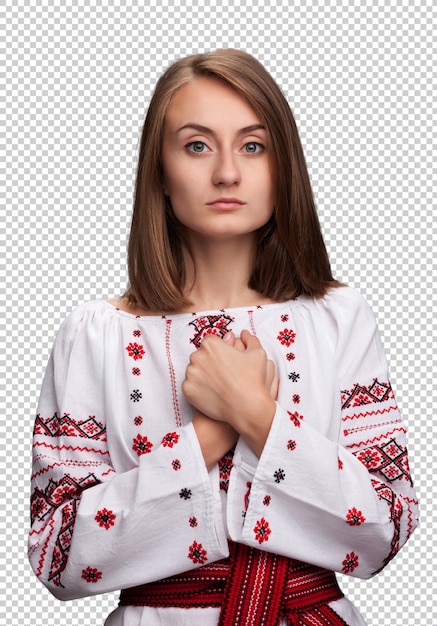 PSD woman in the ukrainian national suit