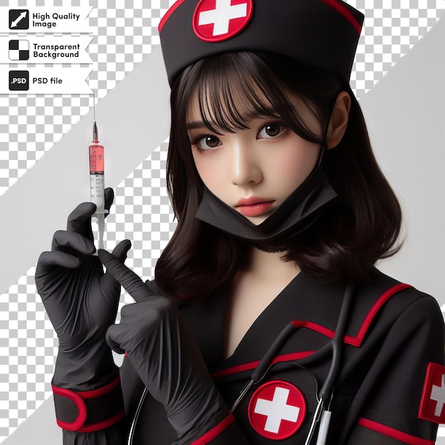 A woman in a uniform with a red cross on her chest