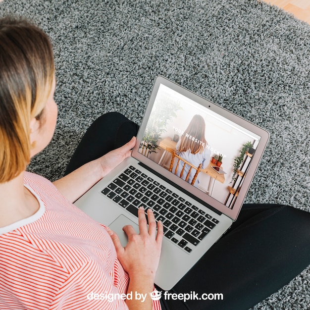 Woman using laptop