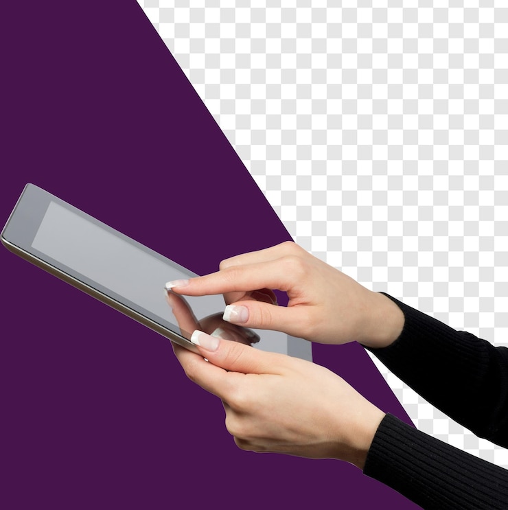 PSD woman using a tablet