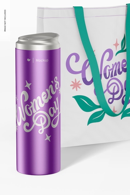 Woman water bottle mockup, side view