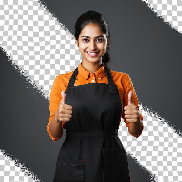 Premium PSD | A woman wearing an apron that says 