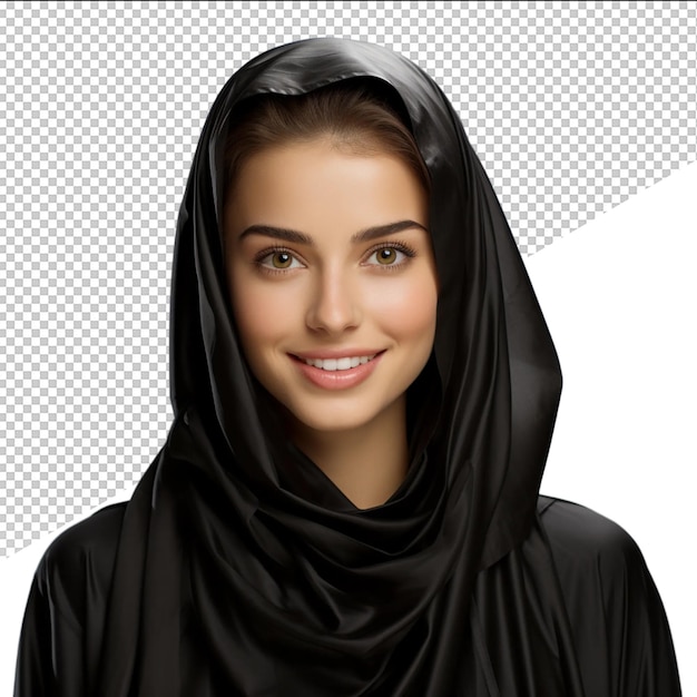 PSD a woman wearing a black shawl with a white background