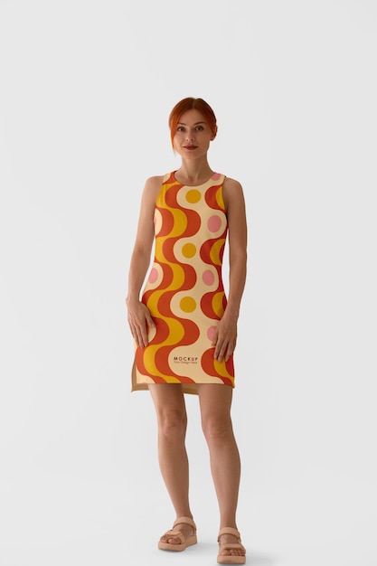 PSD woman wearing dress mockup