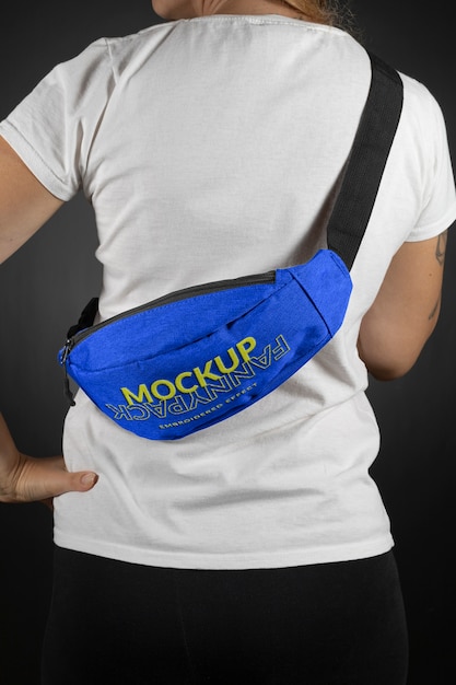 Woman wearing fanny pack accessory