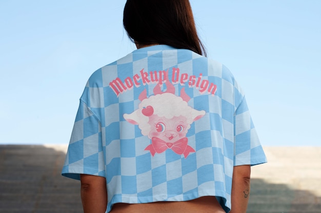 woman wearing fashionable crop top mock-up