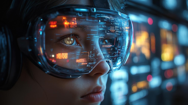PSD a woman wearing goggles with the time of 11 15