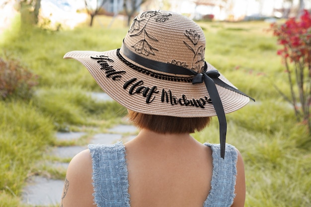 Woman wearing hat mockup