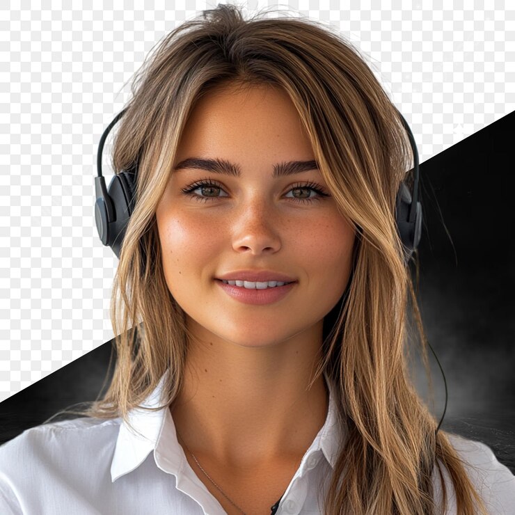 PSD a woman wearing headphones with a
