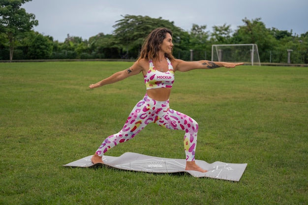 Woman wearing legging mockup