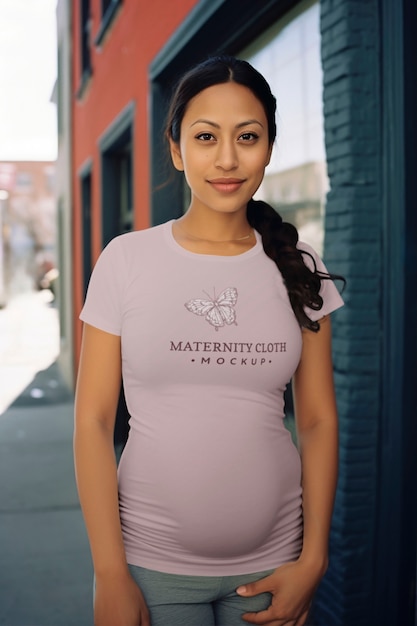 PSD woman wearing maternity clothes  mockup