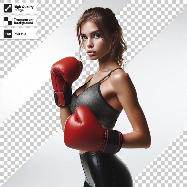 PSD a woman wearing a red boxing gloves with the words  super  on the bottom