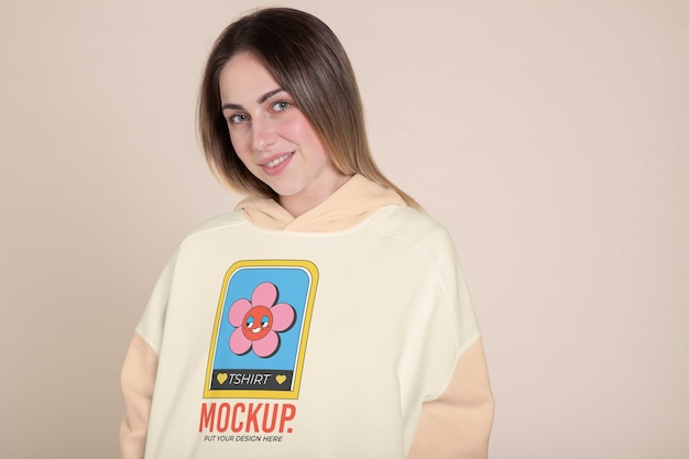 PSD woman wearing shirt mock-up