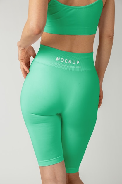 PSD woman wearing short yoga pants mock-up