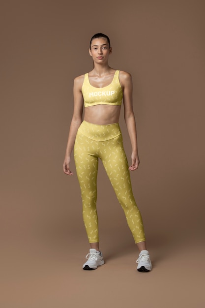 Woman wearing sportswear mock-up