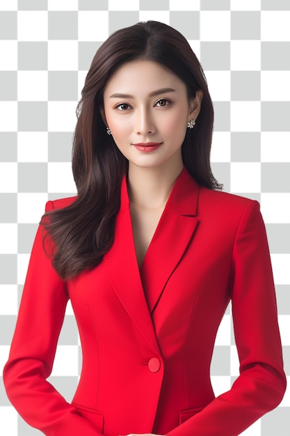 Woman wearing a suit transparent background