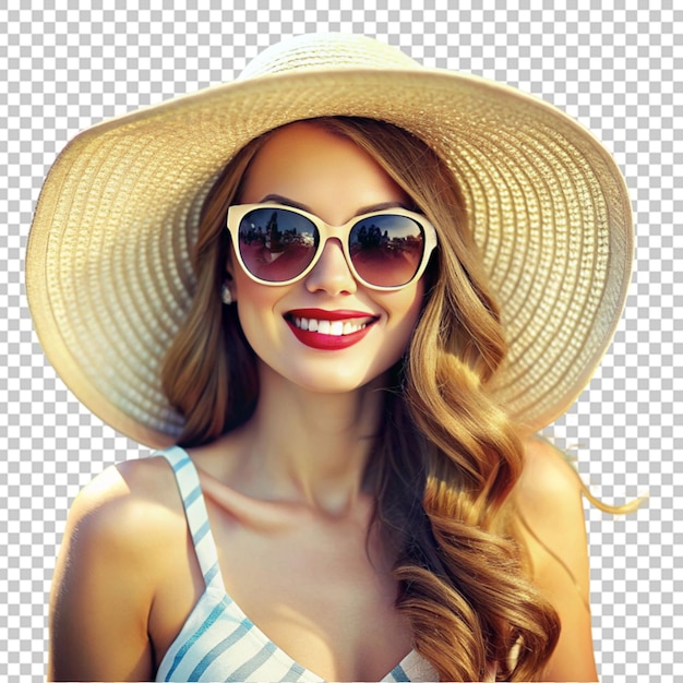 PSD woman wearing summer hat and glasses