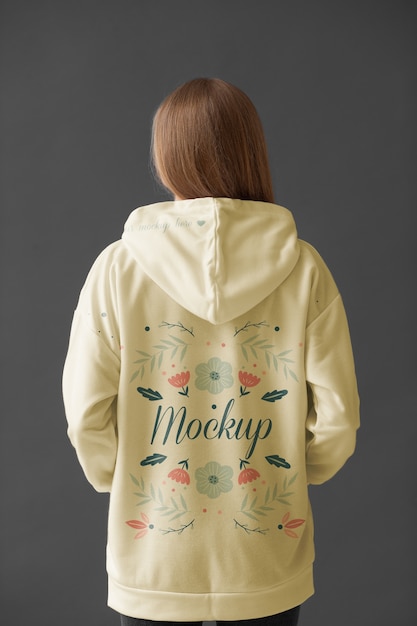 Woman wearing sweatshirt mock-up design