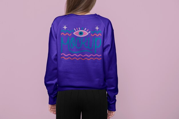 PSD woman wearing sweatshirts mockup