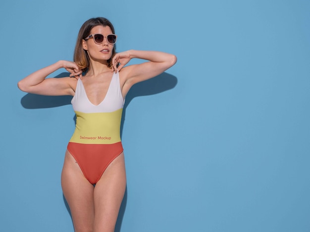 PSD woman wearing swimwear mockup