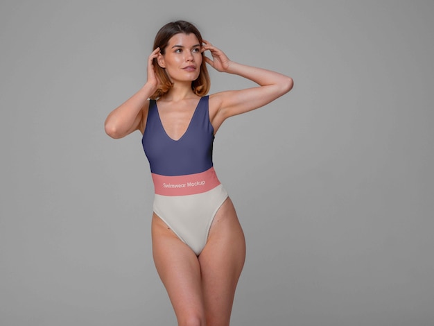 Woman wearing swimwear mockup