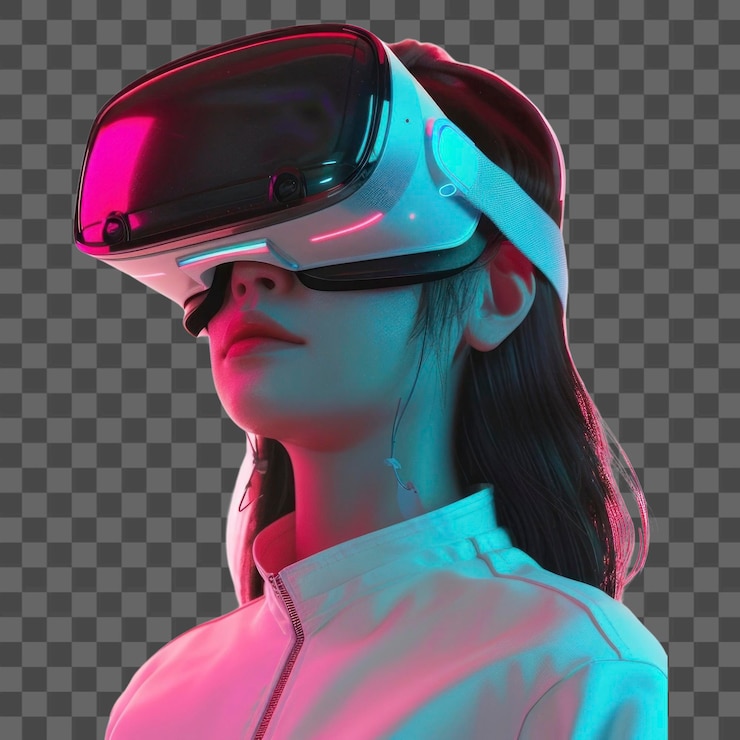 PSD woman wearing a vr accessories photography sunglasses